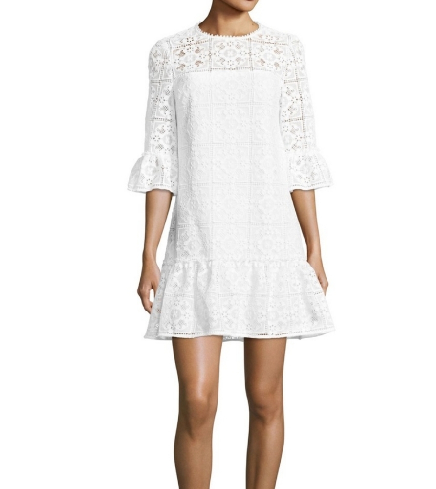 Kate Spade "Flounce Lace Freshwhite" Shift Dress Sz 14
